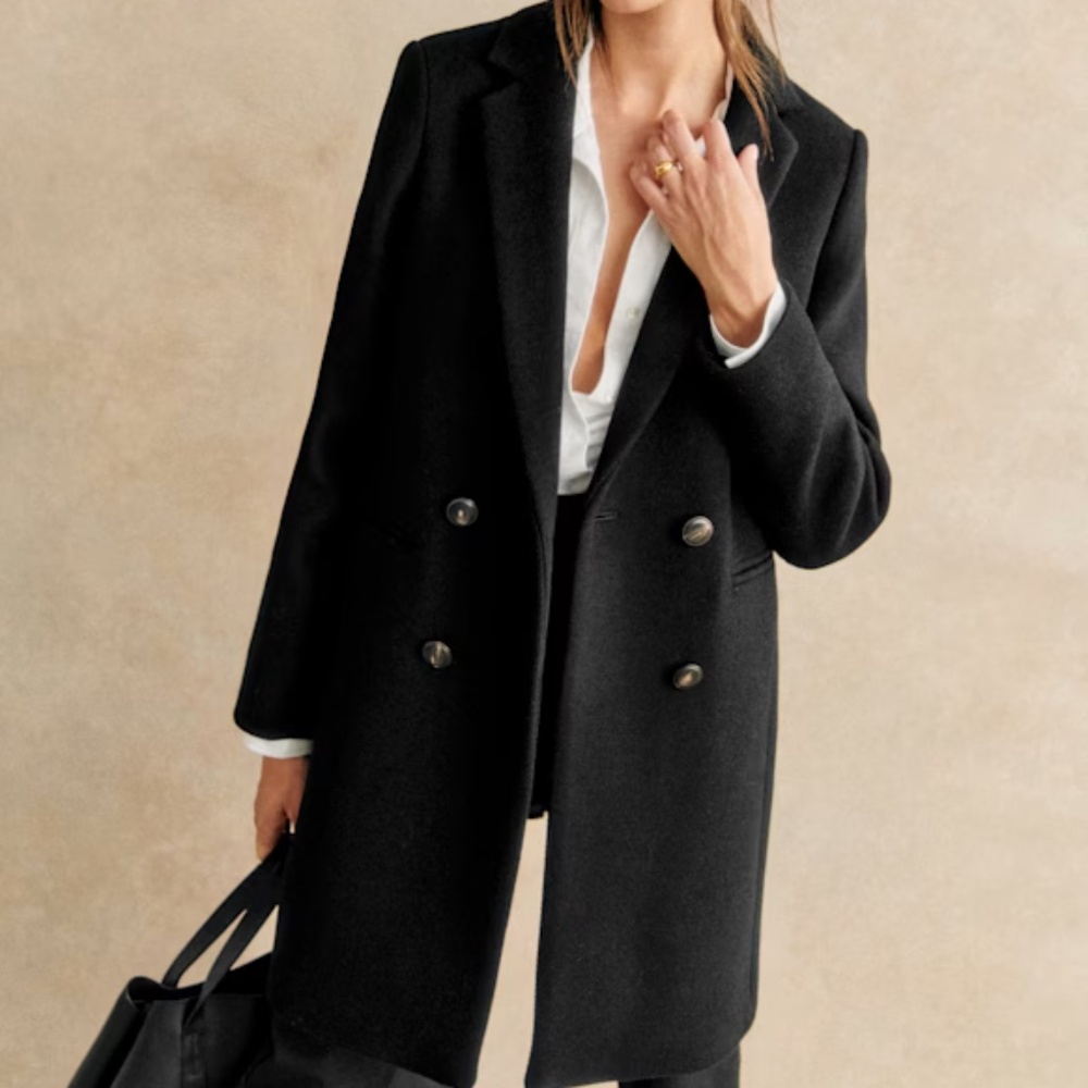 NWOT Sezane Johnson Wool Coat in black size 38